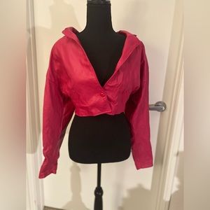 80’s Vintage Leather Pink Crop Jacket Size Large